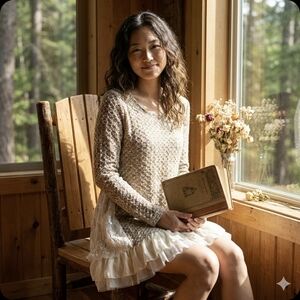 Mori Kei Cottagecore Ruffle Tunic Sweater XL Lagenlook